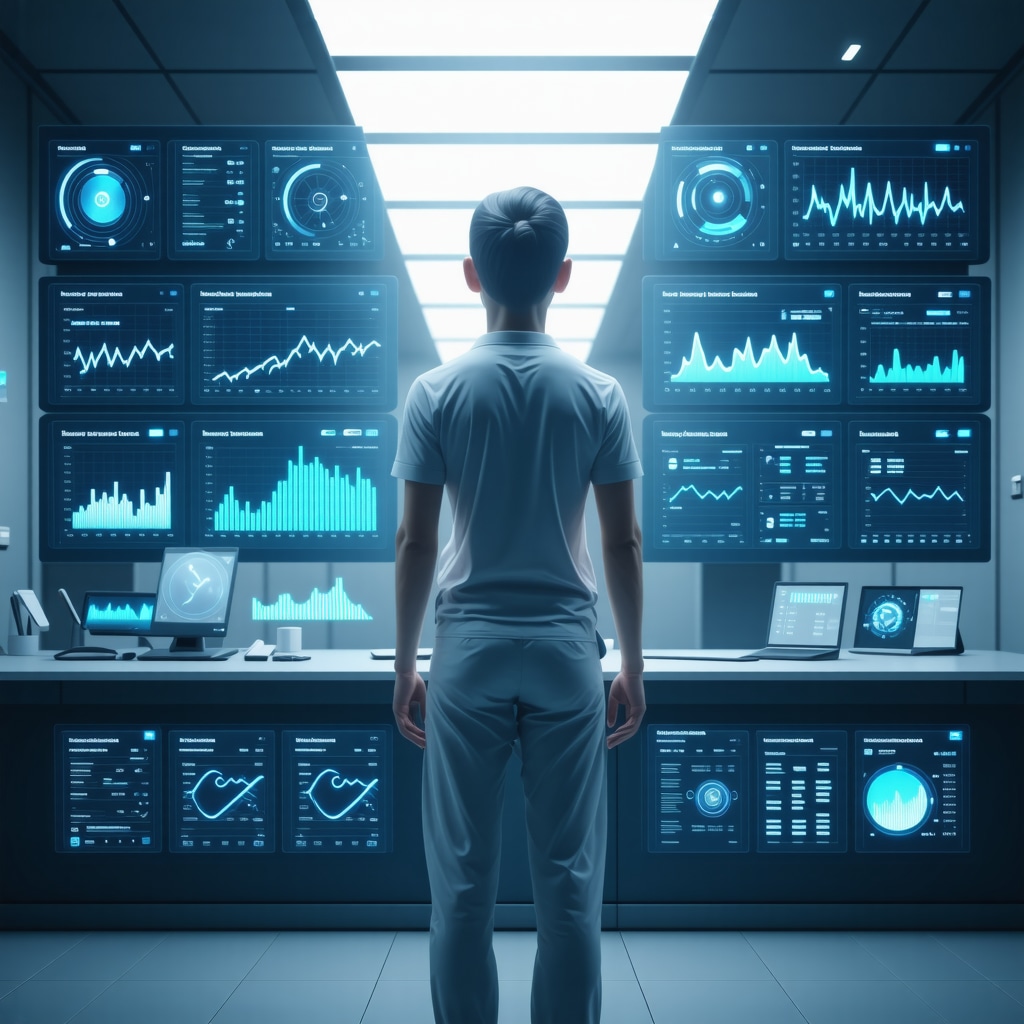 Futuristic digital dashboard showing pharmacogenomics, glucose monitoring, and behavioral analytics for Ozempic therapy