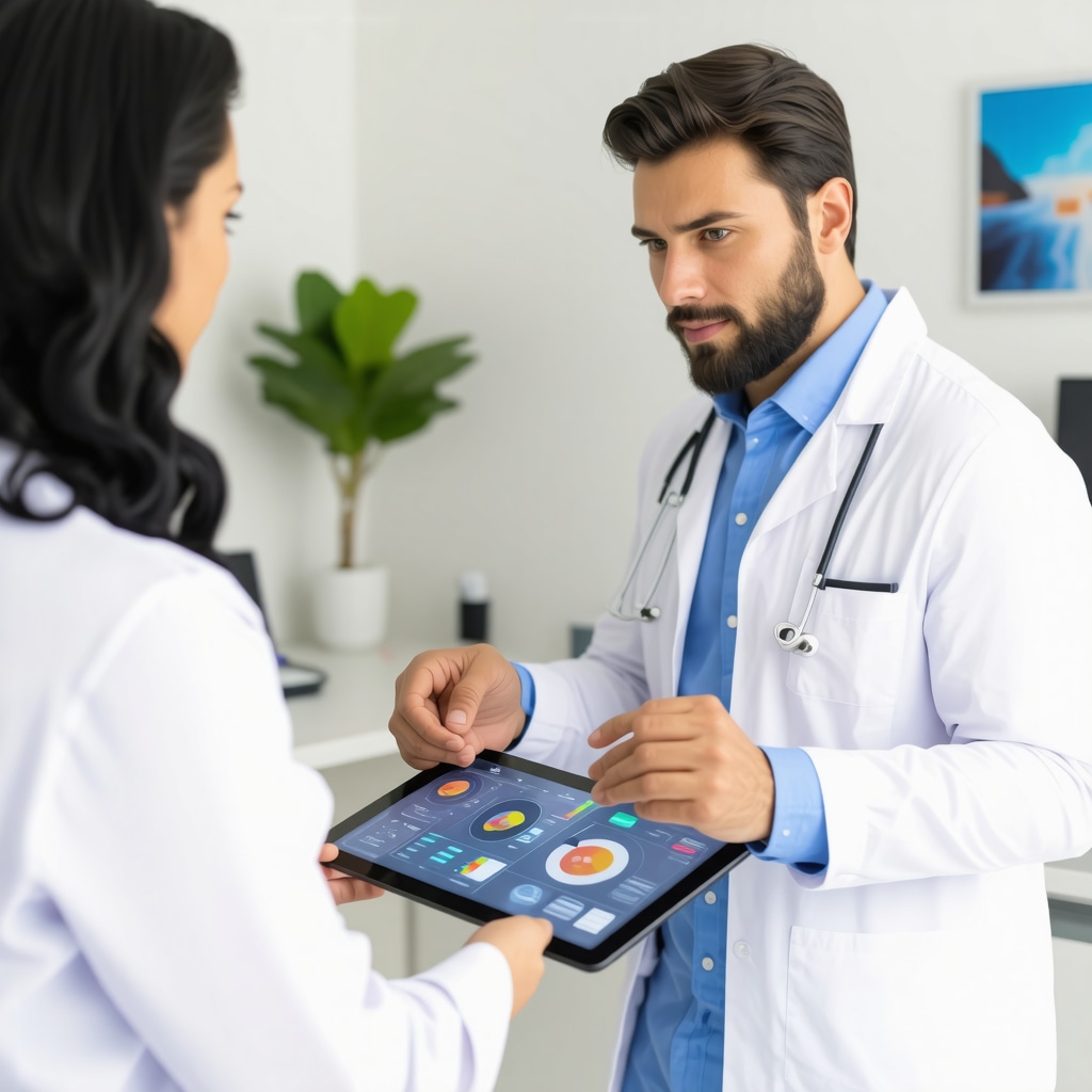 Physician reviewing biometric data with patient for personalized Ozempic weight loss program
