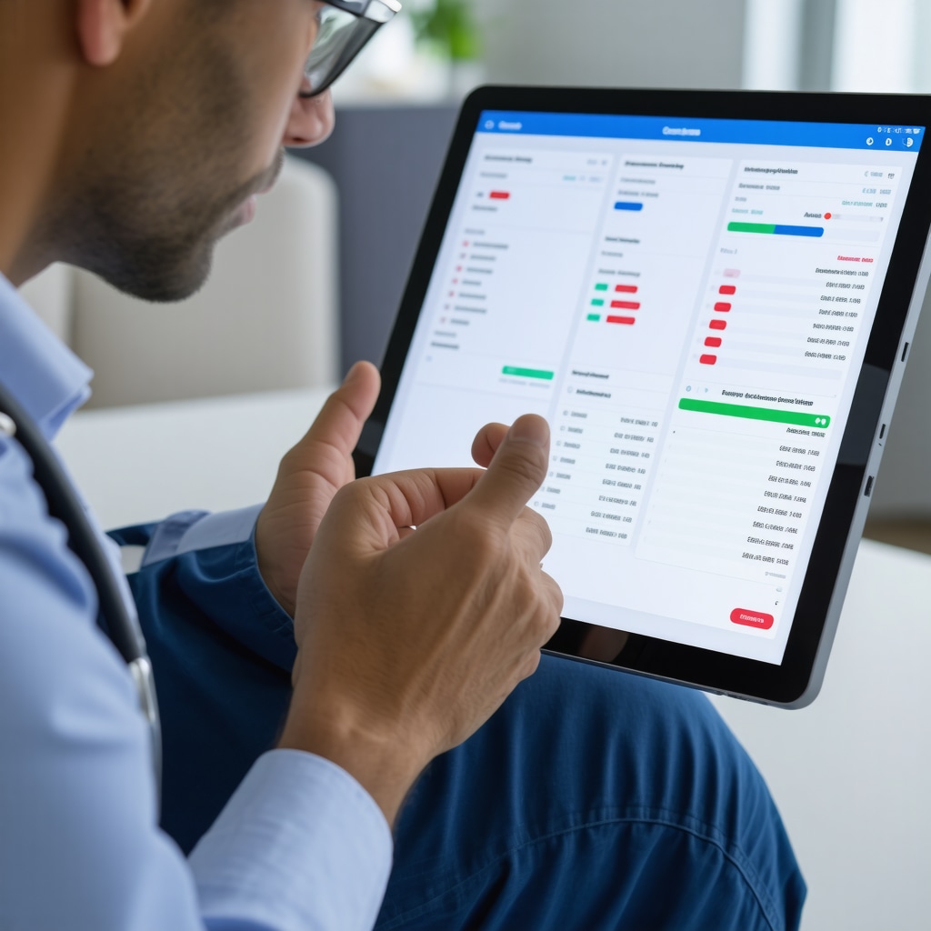 Doctor analyzing Ozempic dosage and side effect data on tablet screen