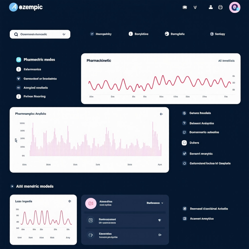 Advanced digital dashboard showing AI-powered analytics and biometric data for optimizing Ozempic treatment