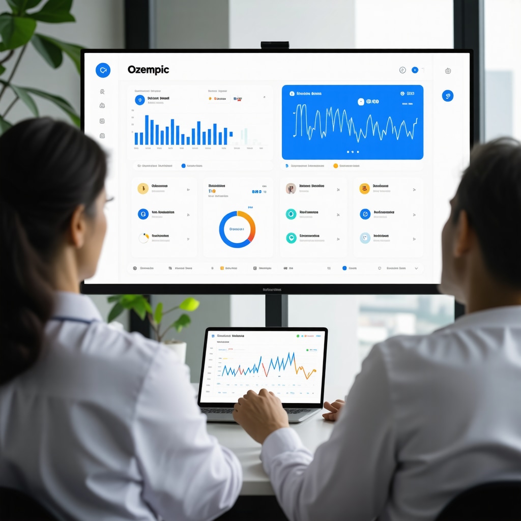 Digital health dashboard showing real-time monitoring of Ozempic side effects and patient adherence data