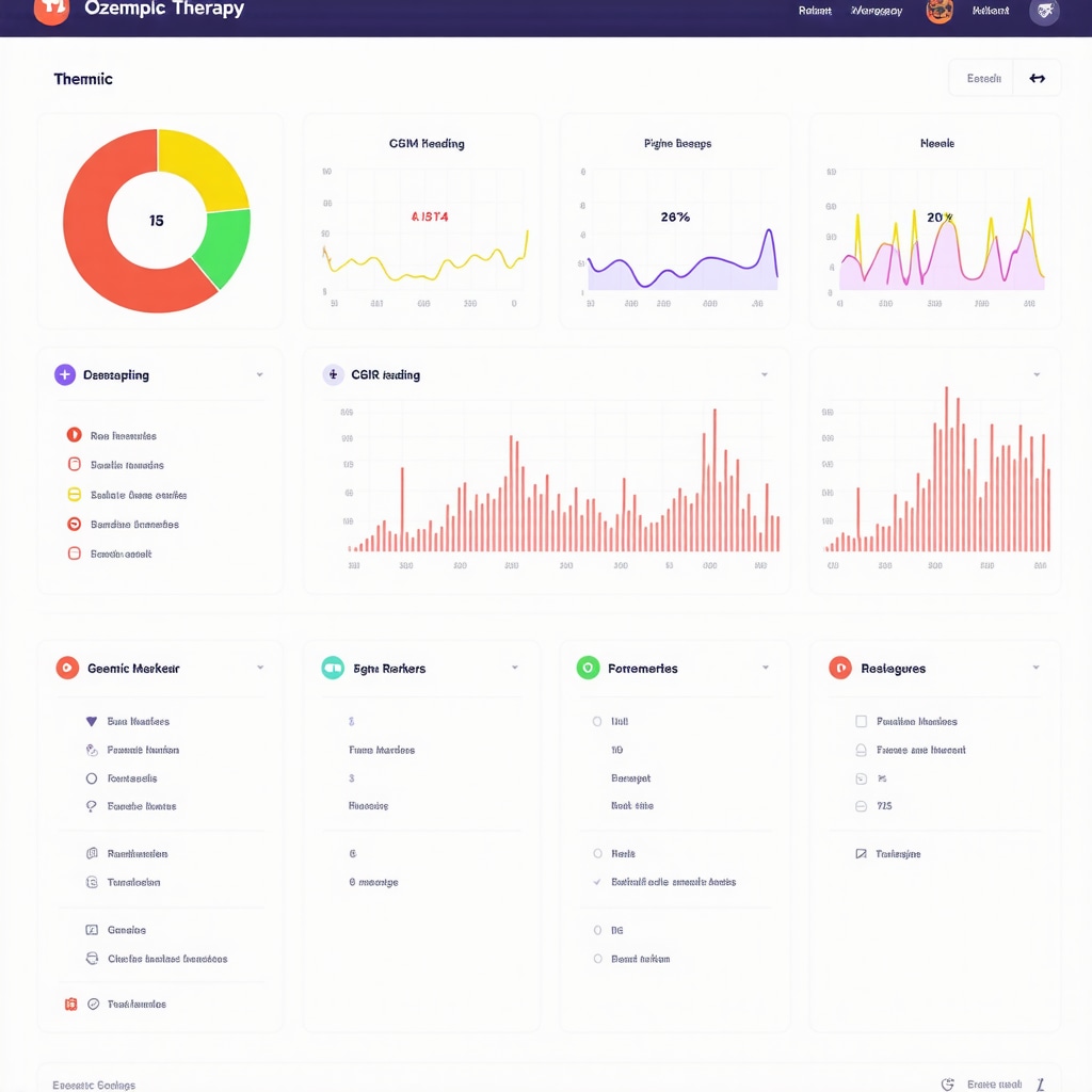 Interactive digital dashboard showing metabolic data and patient progress during Ozempic treatment