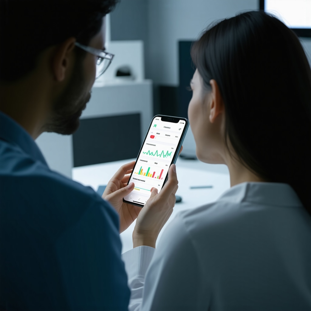 Patient using digital health app to monitor weight and glucose during Ozempic therapy in a clinical environment