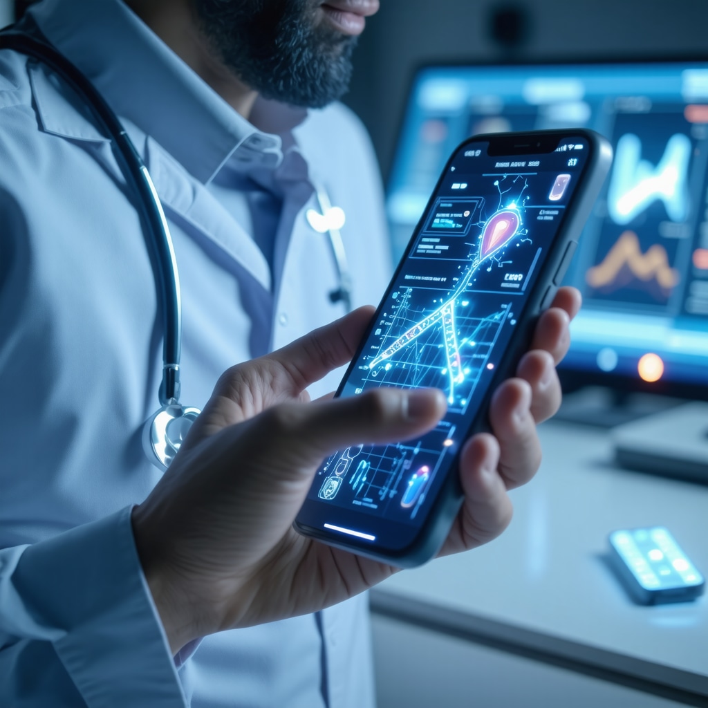 Patient using digital health app showing genetic data and medication adherence for Ozempic treatment