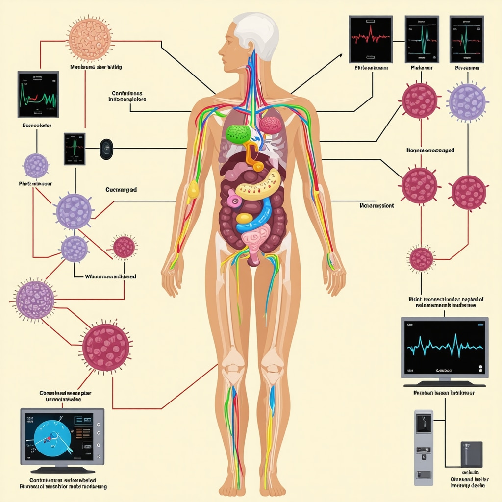 Illustration depicting gut microbiome influence and metabolic monitoring in Ozempic weight loss treatment