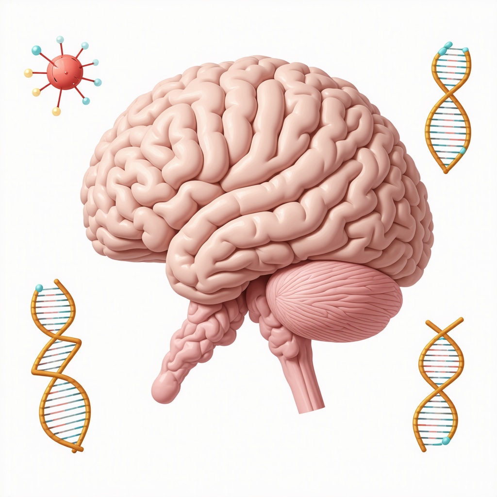 Medical illustration of Ozempic affecting brain appetite centers with pharmacokinetics and genetic factors