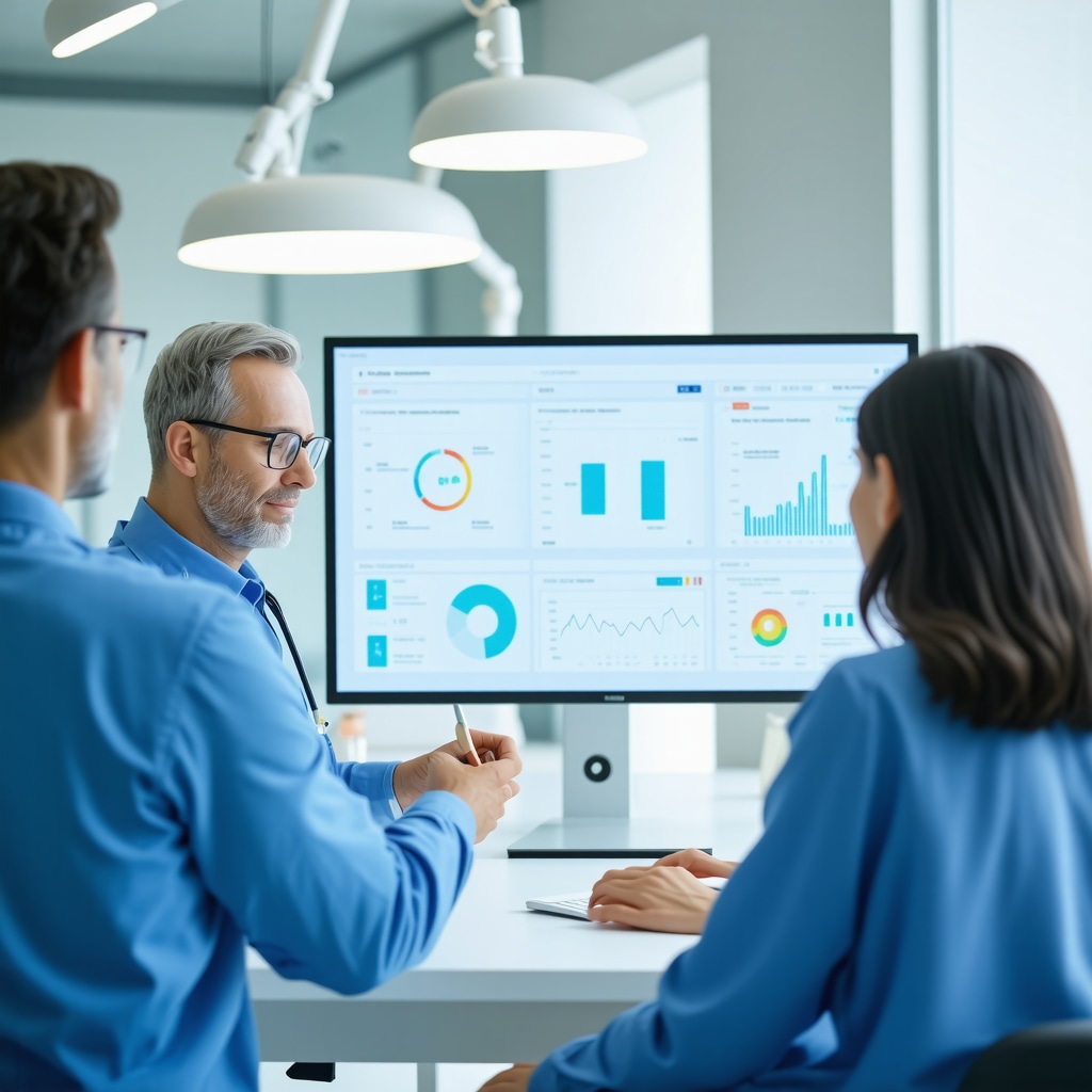Medical professionals collaborating with digital health and genetic data displays to tailor Ozempic treatment
