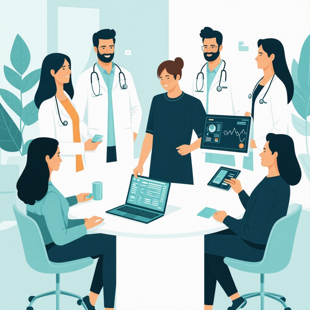 Healthcare professionals collaborating with digital devices and genetic data for tailored Ozempic weight loss program