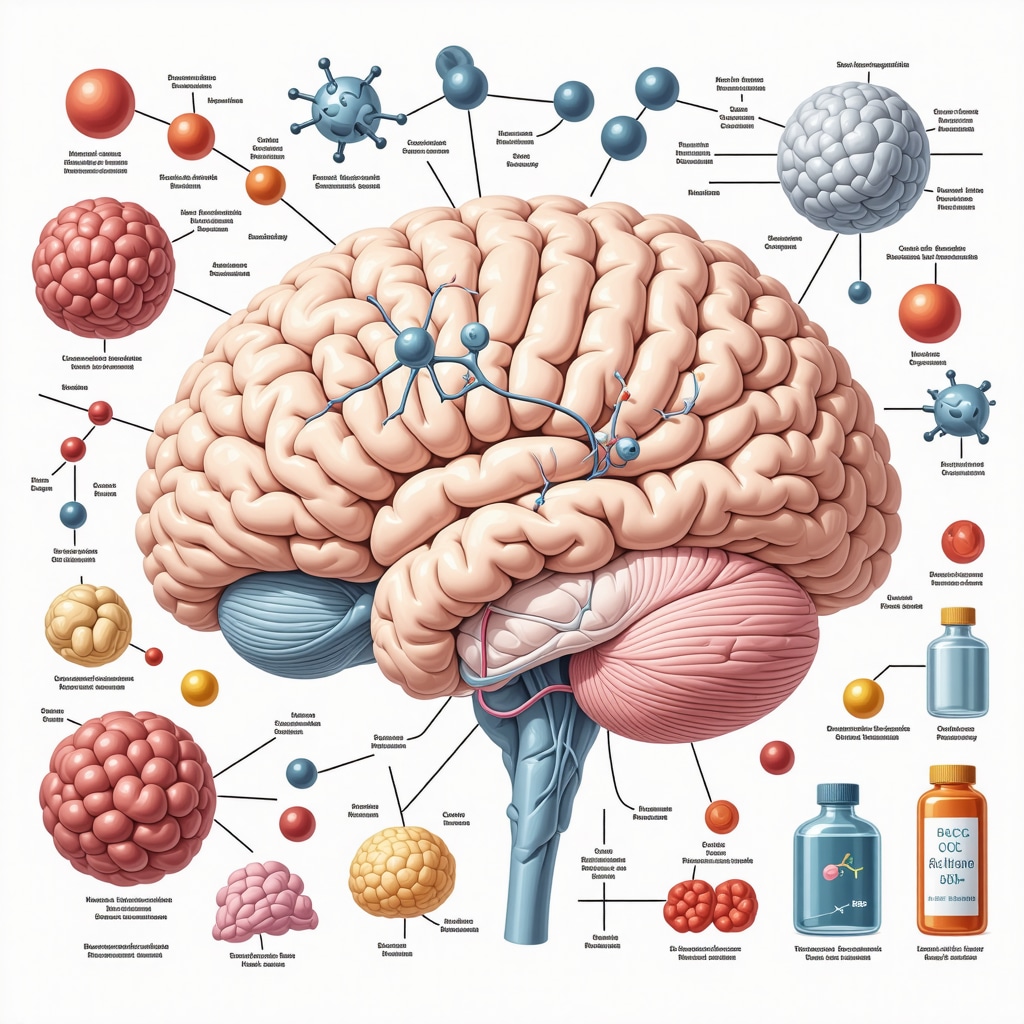 Scientific illustration showing hypothalamic arcuate nucleus modulation by semaglutide with behavioral and digital health adjuncts