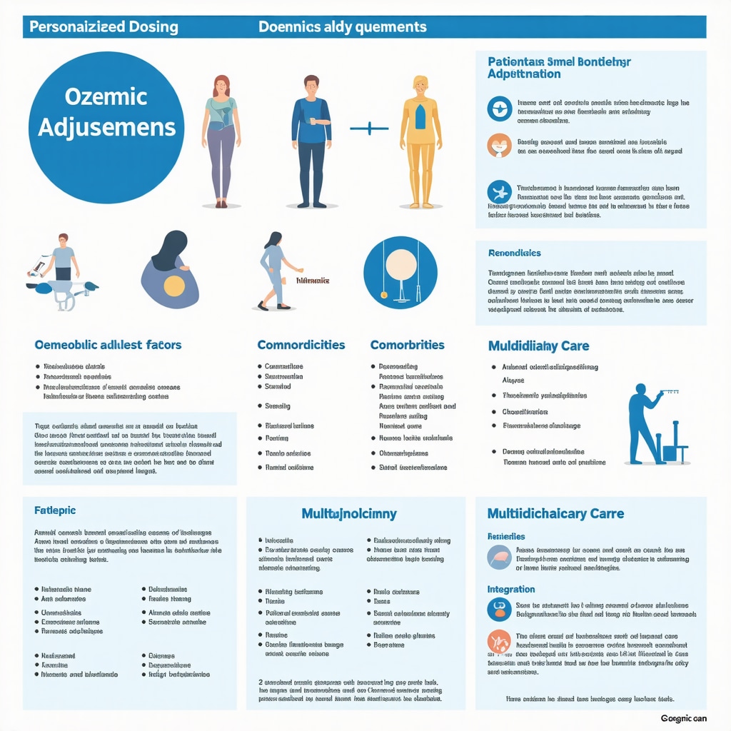 Infographic showing tailored Ozempic dosing and multidisciplinary support for complex metabolic patients