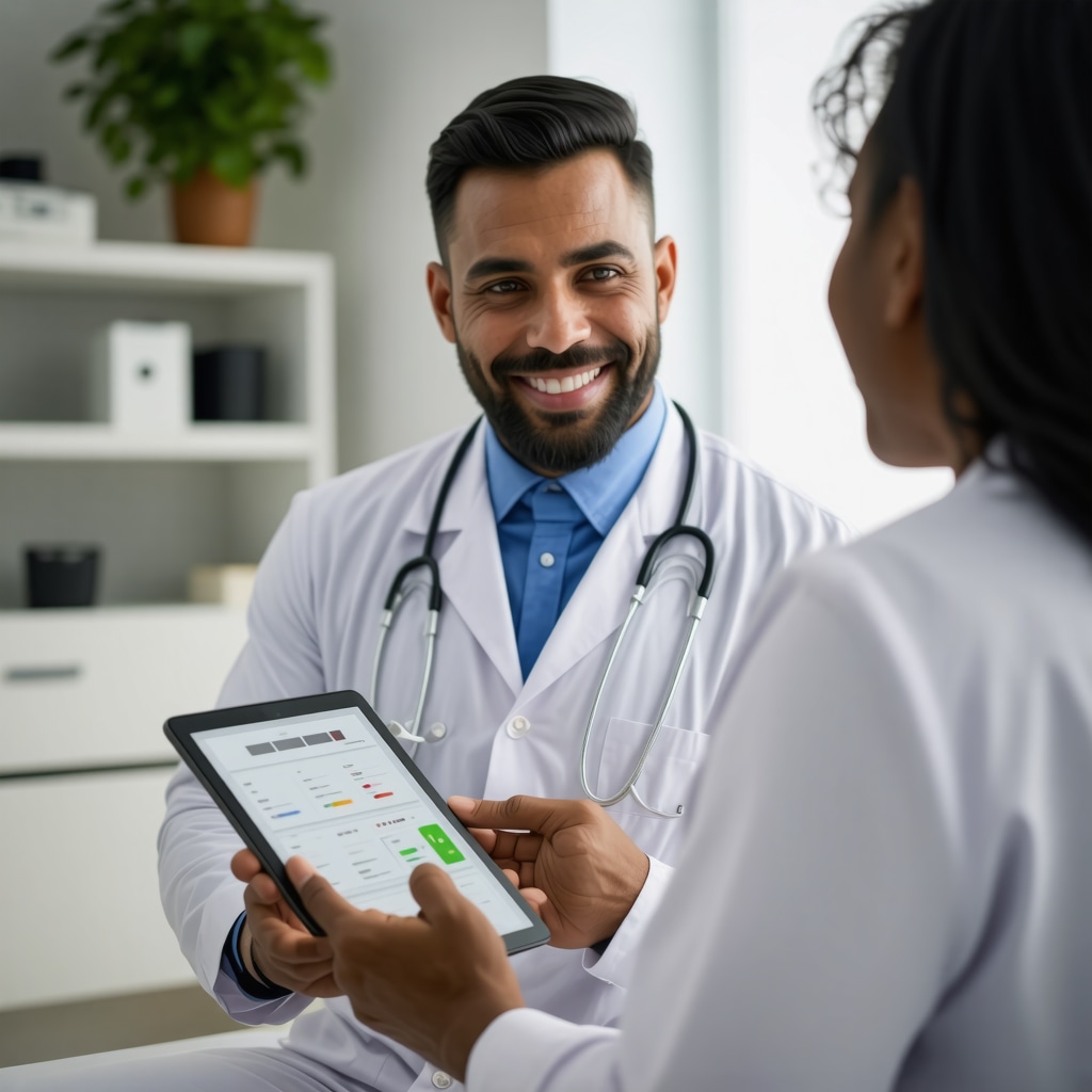 Physician guiding patient on Ozempic weight loss program using digital tools