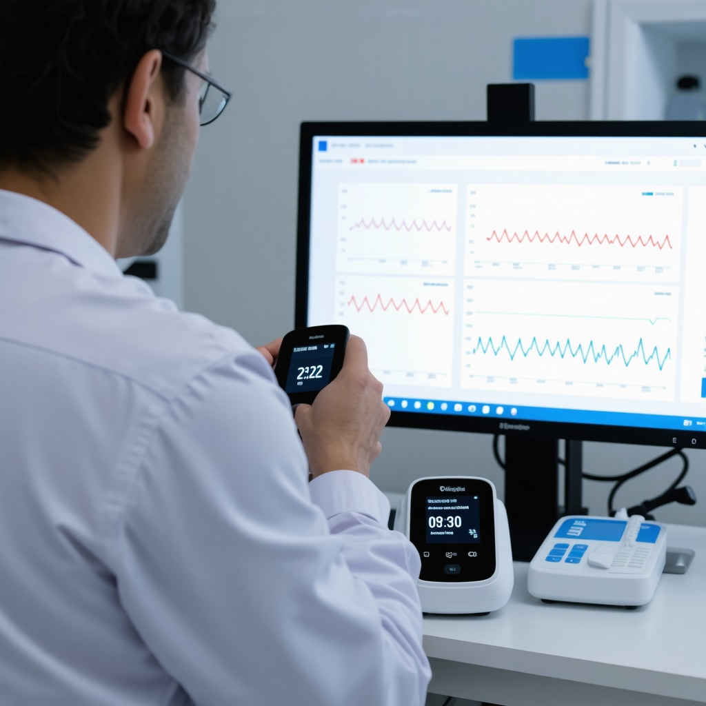 Doctor analyzing biomarker and continuous glucose monitor data with patient for personalized Ozempic dosing