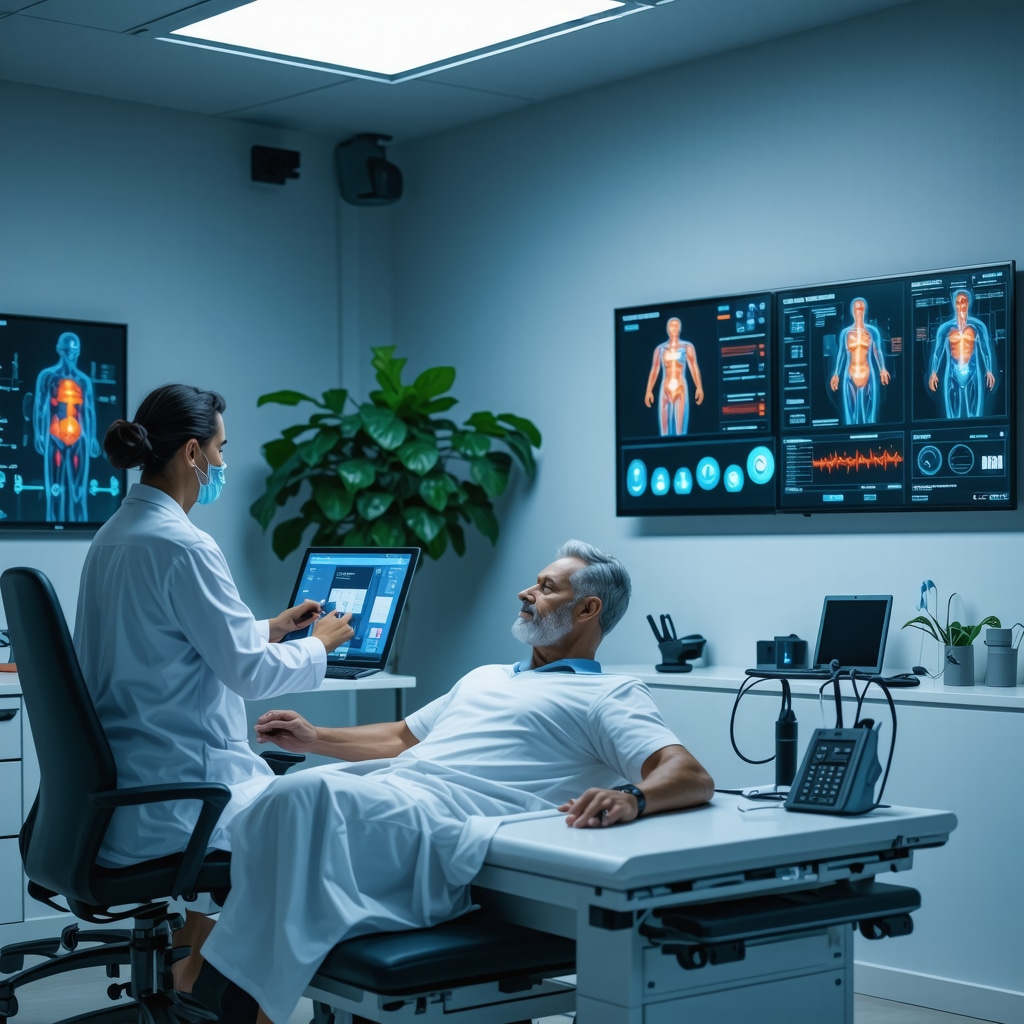 Doctor remotely monitoring patient health data with wearable devices for Ozempic treatment
