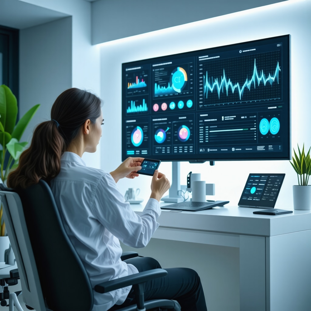 Patient using digital health platform with AI analytics for GLP-1 therapy optimization