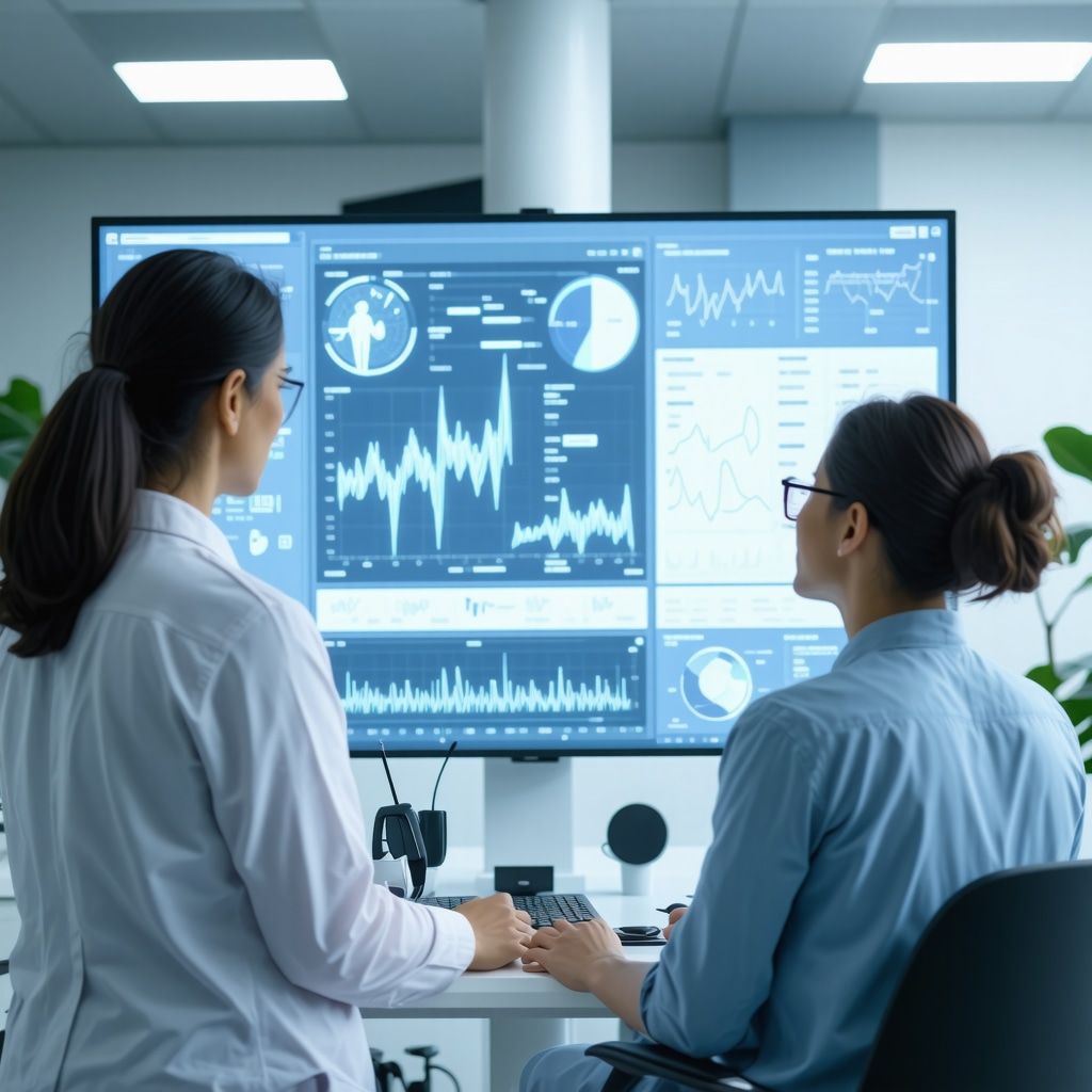 Physician reviewing digital health data with patient in a modern clinic illustrating personalized Ozempic therapy using AI and behavioral support