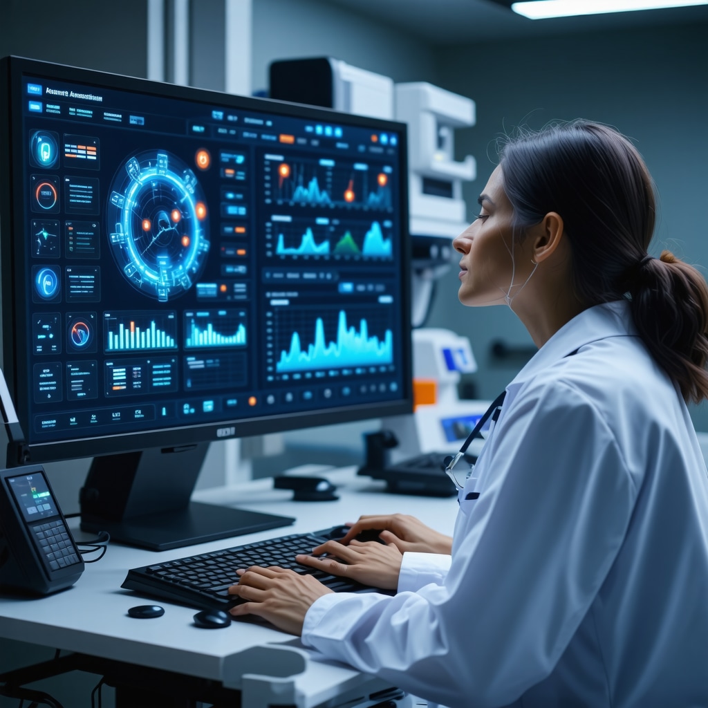 Healthcare professional using AI and genetic data to monitor Ozempic weight loss therapy