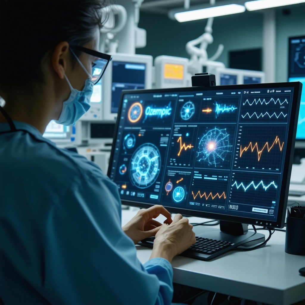 Healthcare professional analyzing AI-powered digital data for personalized Ozempic therapy