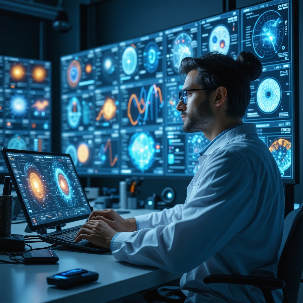 Digital interface displaying AI analytics integrating genetic and metabolic data for personalized Ozempic therapy