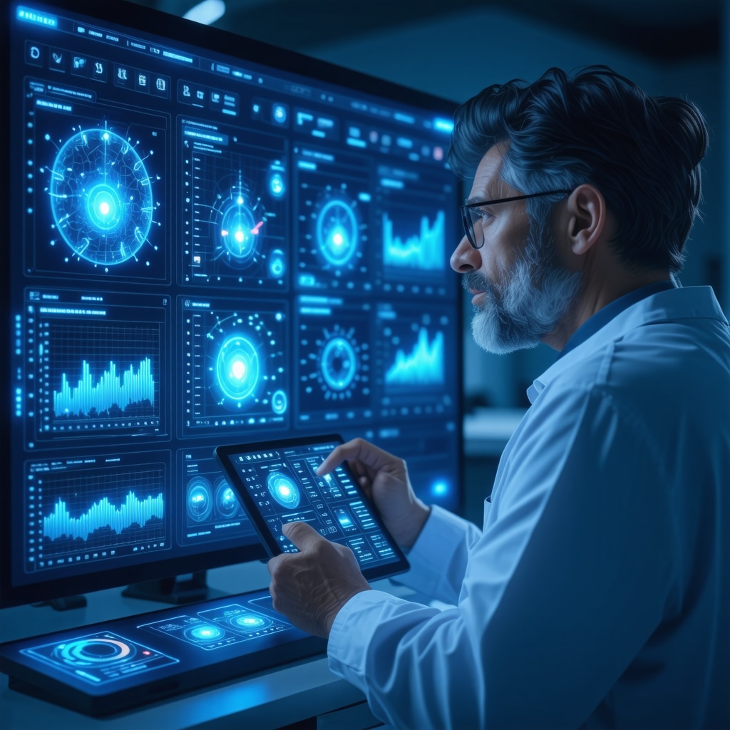 Digital interface showing AI analytics for personalized Ozempic treatment including biomarkers and microbiome profiles