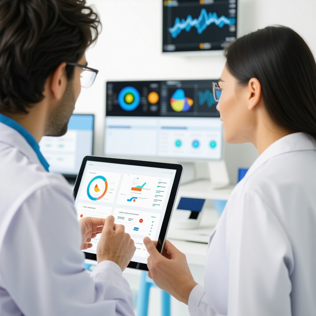 Doctor and patient reviewing real-time metabolic data with wearable health devices and AI analytics