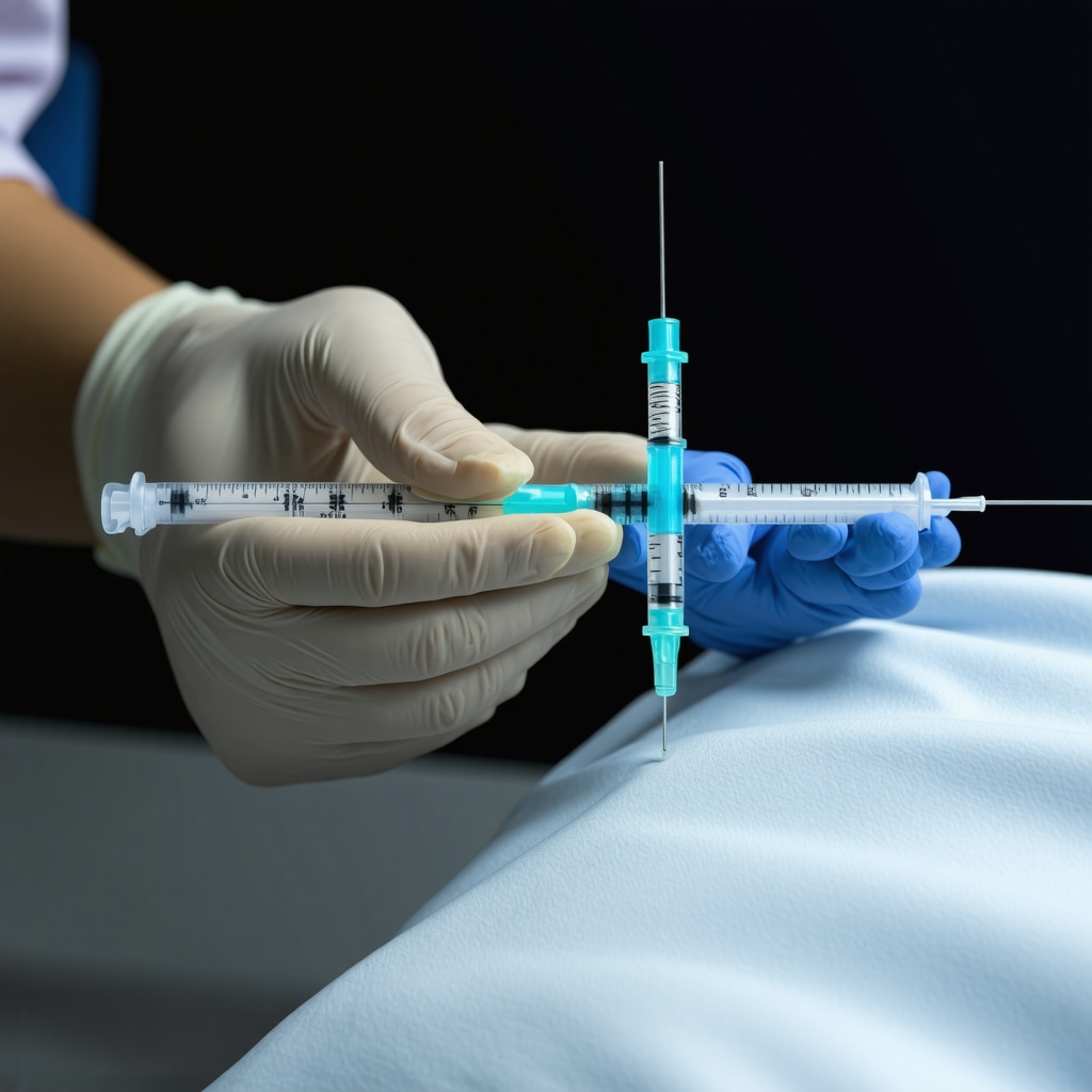 Healthcare provider demonstrating precise Ozempic injection technique with digital data overlay