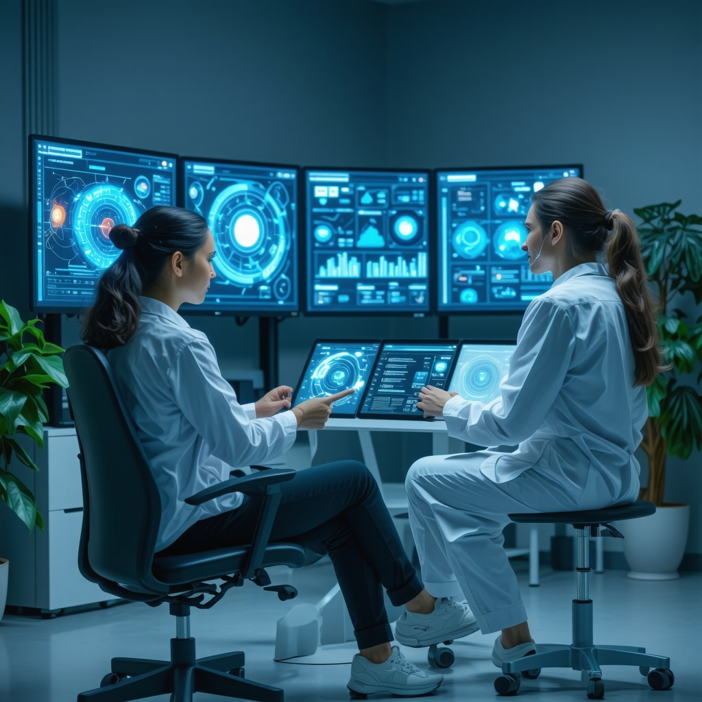 Doctor reviewing AI-driven patient data on monitor during telehealth consultation for Ozempic treatment