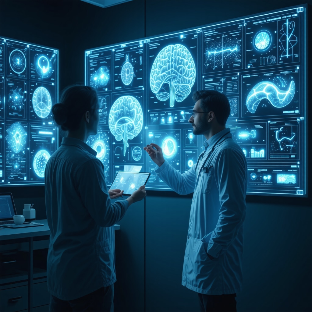 Clinician reviewing AI and genomic data for personalized Ozempic weight loss treatment in a futuristic medical setting