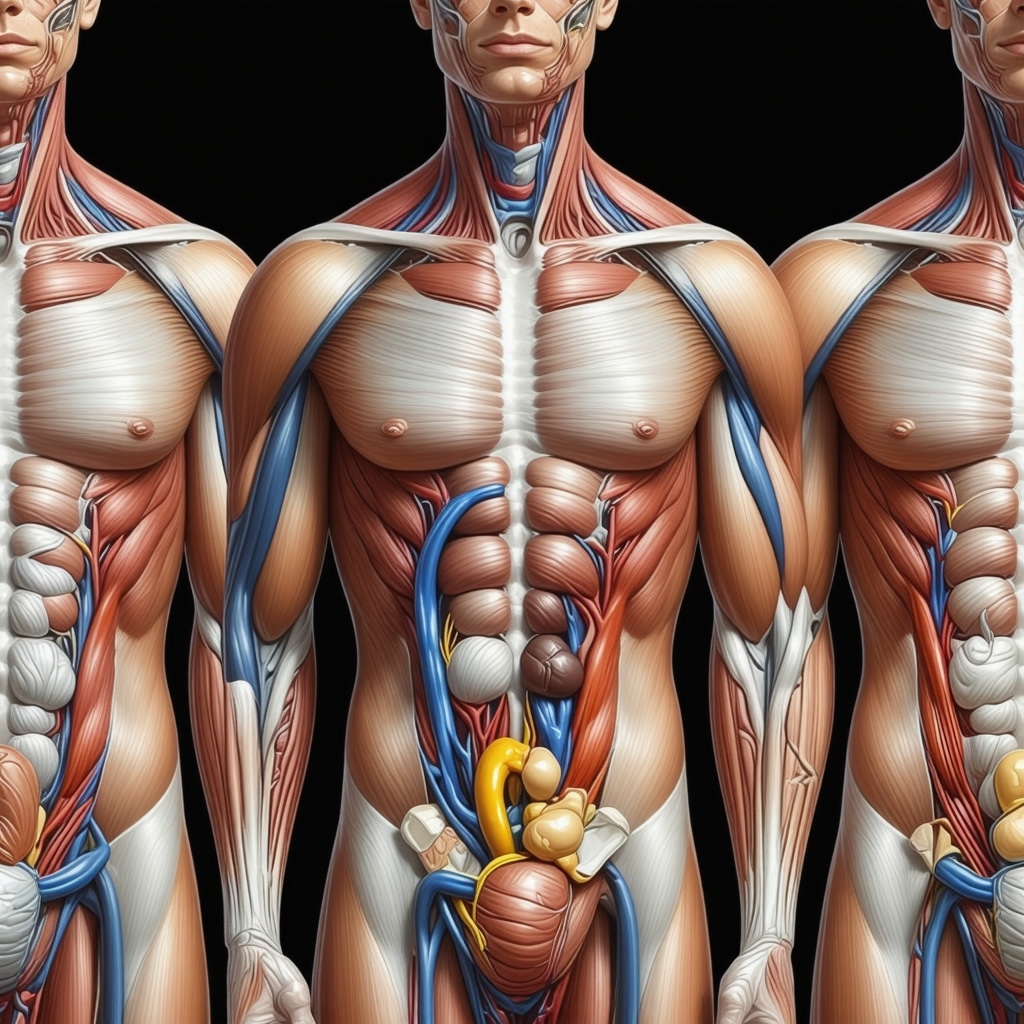 Anatomical diagram showing optimal Ozempic injection sites with fat layer and vascularity details