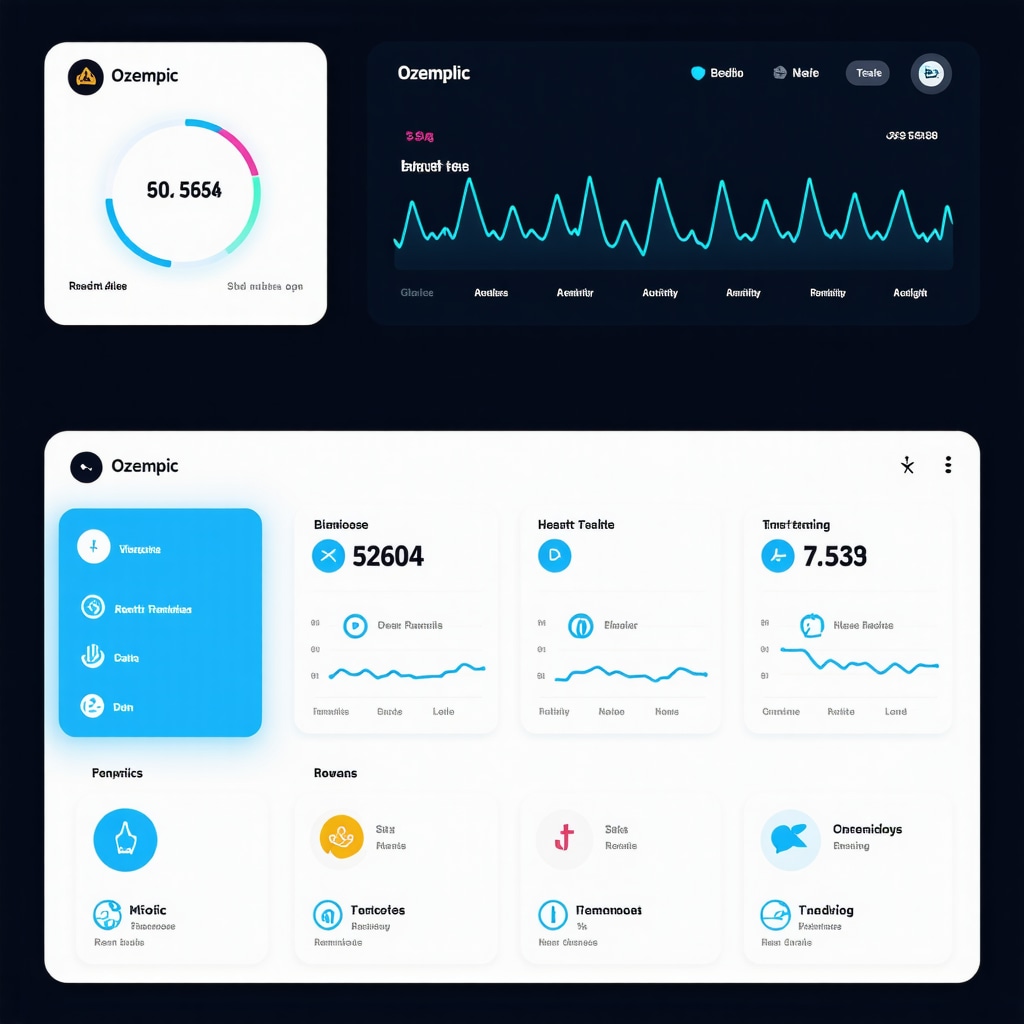 Digital health dashboard showing real-time biometric data and Ozempic weight loss tracking