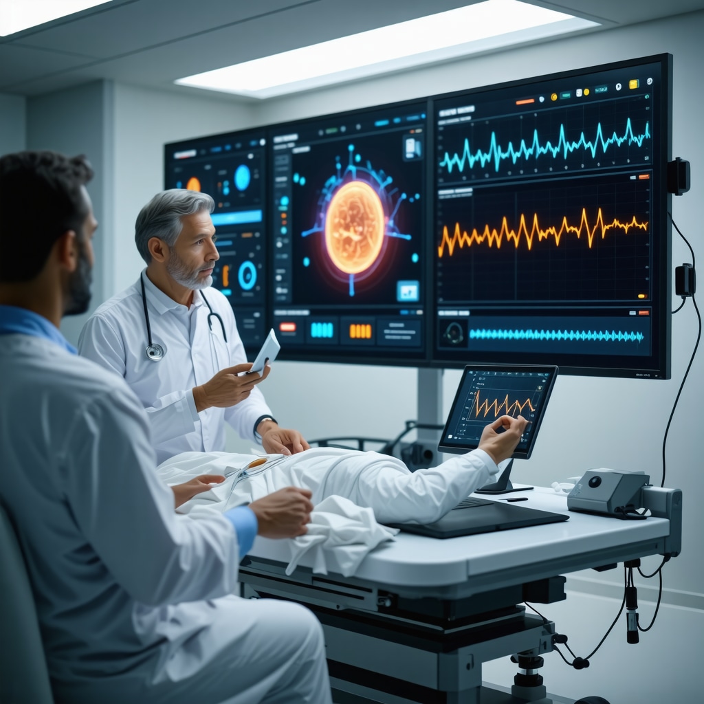 Illustration of a digital health dashboard displaying real-time physiological data and AI analytics for Ozempic side effect management