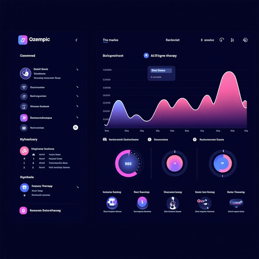 Digital dashboard showing biomarker monitoring and AI-based dosing guidance for Ozempic weight loss treatment