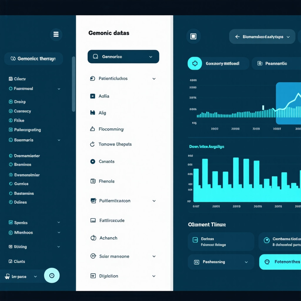 Futuristic digital dashboard showcasing genomic and biomarker data for Ozempic therapy management