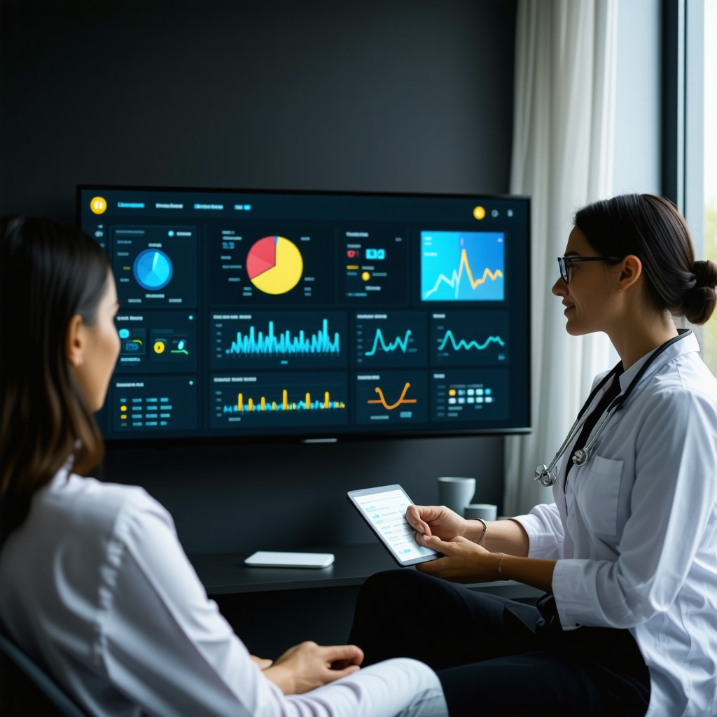 Digital health dashboard showing weight loss metrics and telehealth consultation for Ozempic treatment