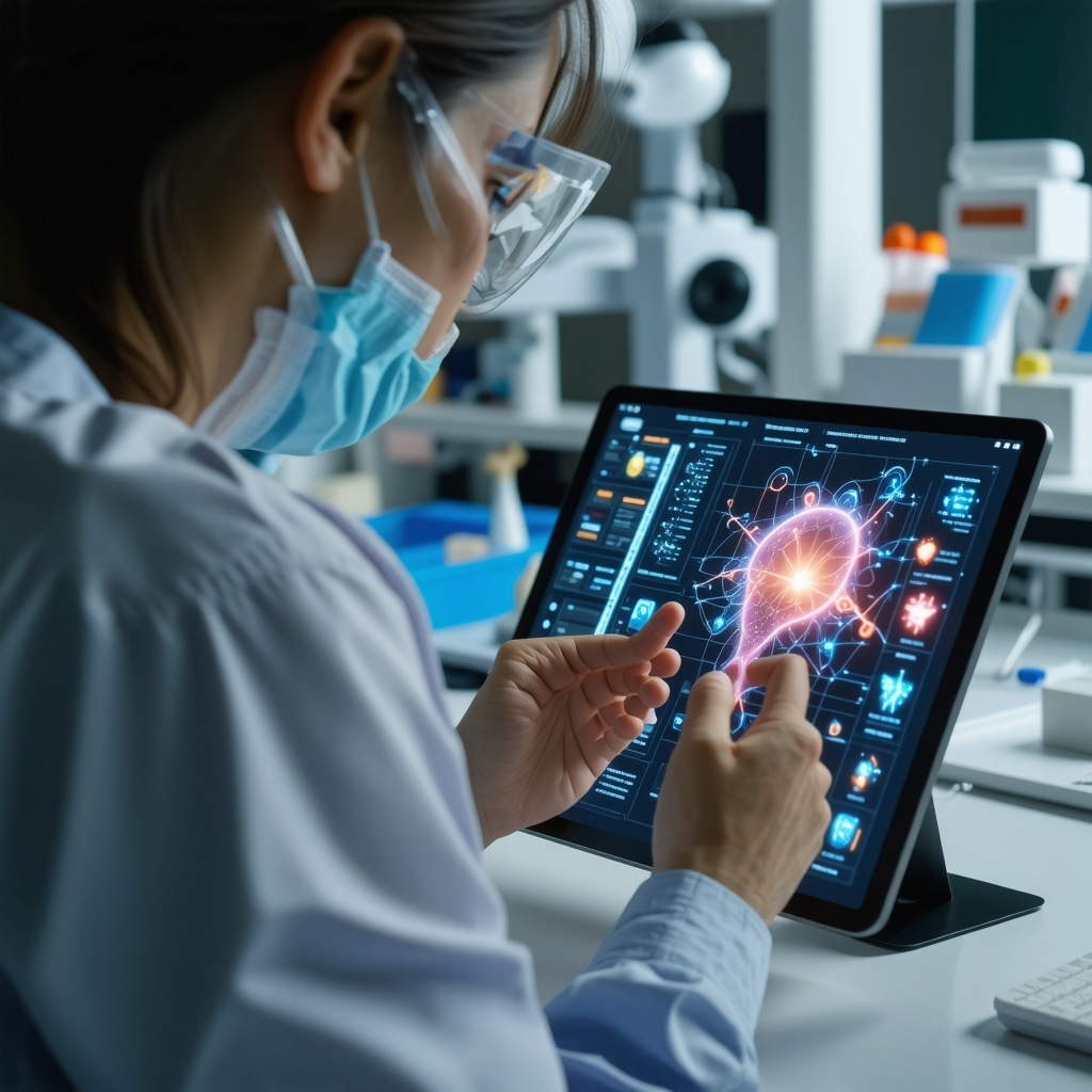 Patient using AI-driven digital tools for personalized injectable weight loss therapy in clinic