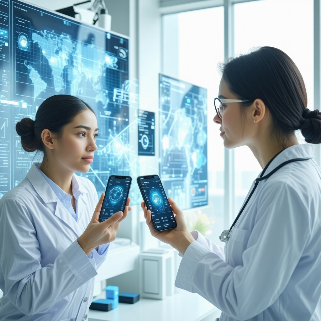 Illustration of digital health tools connected to Ozempic treatment monitoring in a clinical context