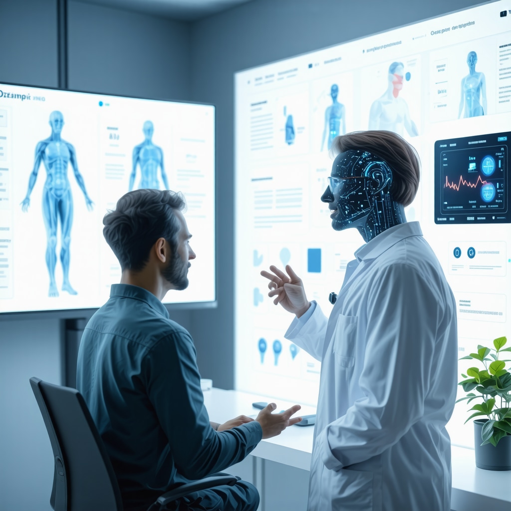 Patient and healthcare provider in a telehealth session using AI interface and wearable biosensors for personalized Ozempic therapy