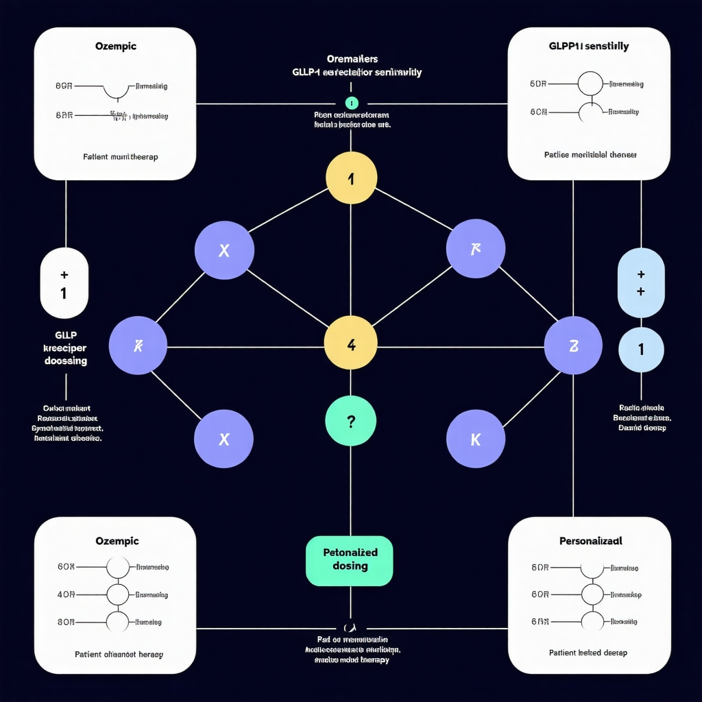 Diagram showing biomarker influences on Ozempic dosing and fat loss outcomes