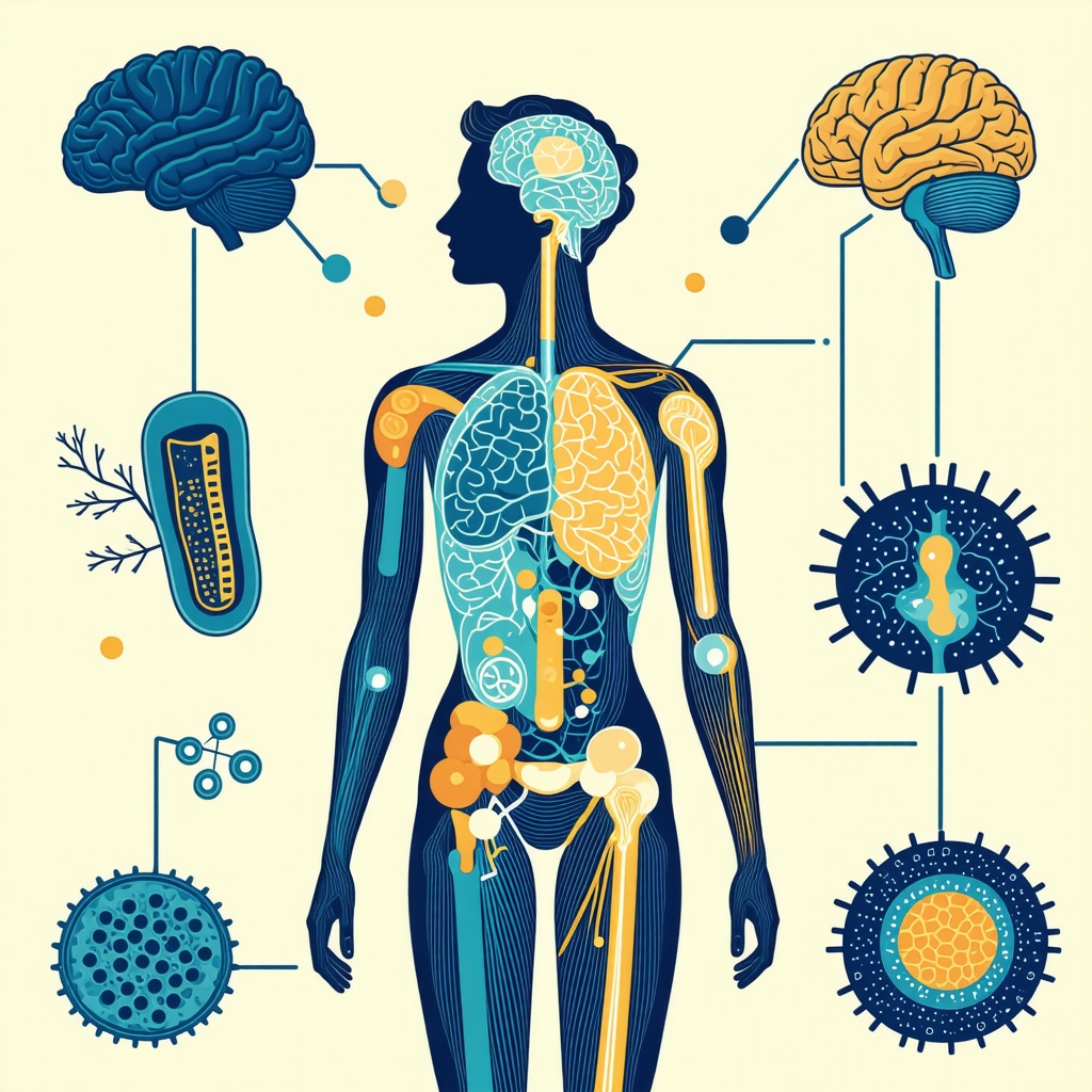 Diagram linking metabolism, brain health, and gut microbiome in Ozempic weight loss effects