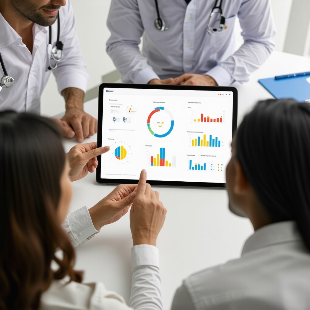 Medical professionals reviewing patient data and treatment plans on a tablet emphasizing advanced Ozempic therapy management