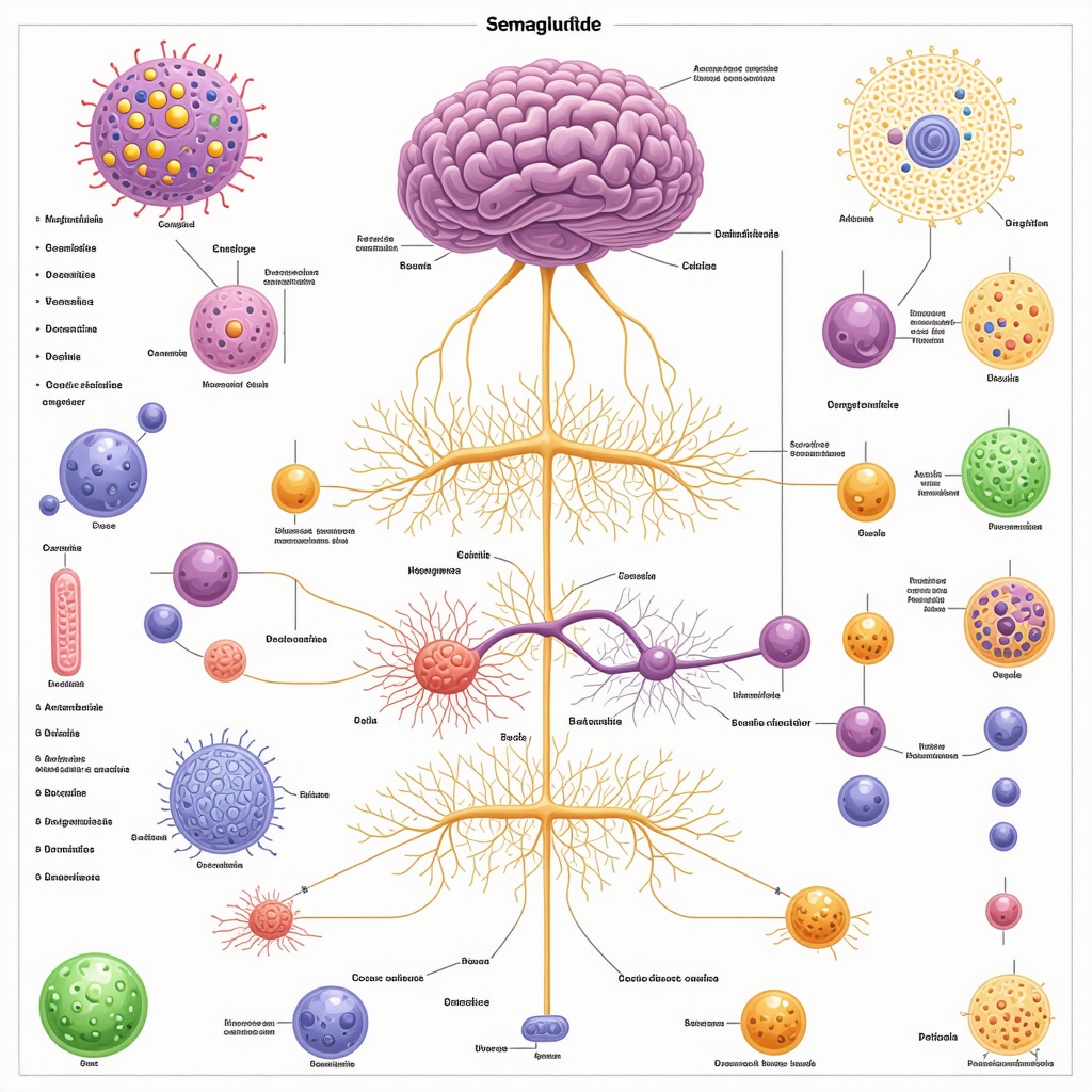 Infographic depicting Ozempic's effect on gut microbiota and metabolic pathways influencing weight loss