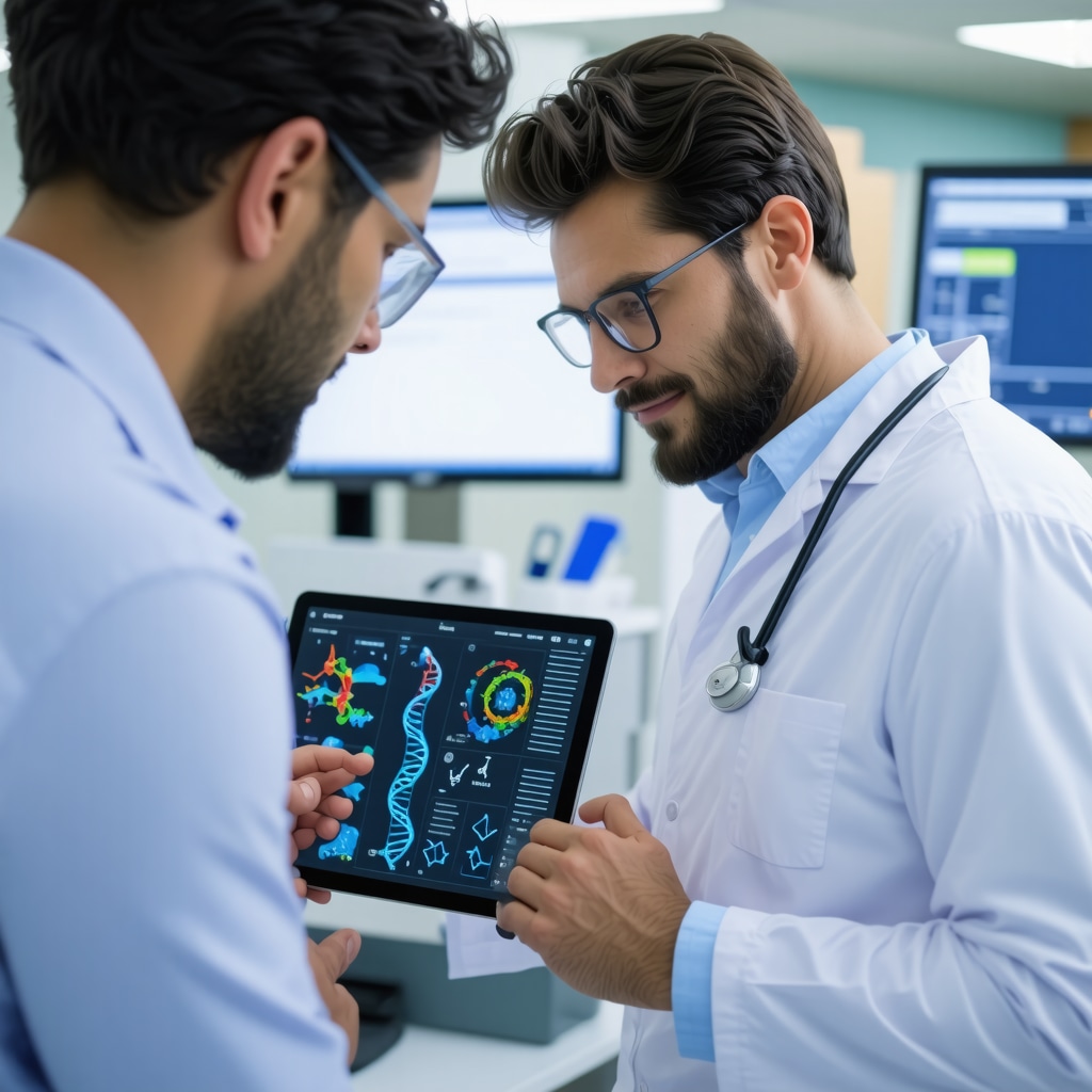 Doctor reviewing genetic data with patient for personalized GLP-1 therapy