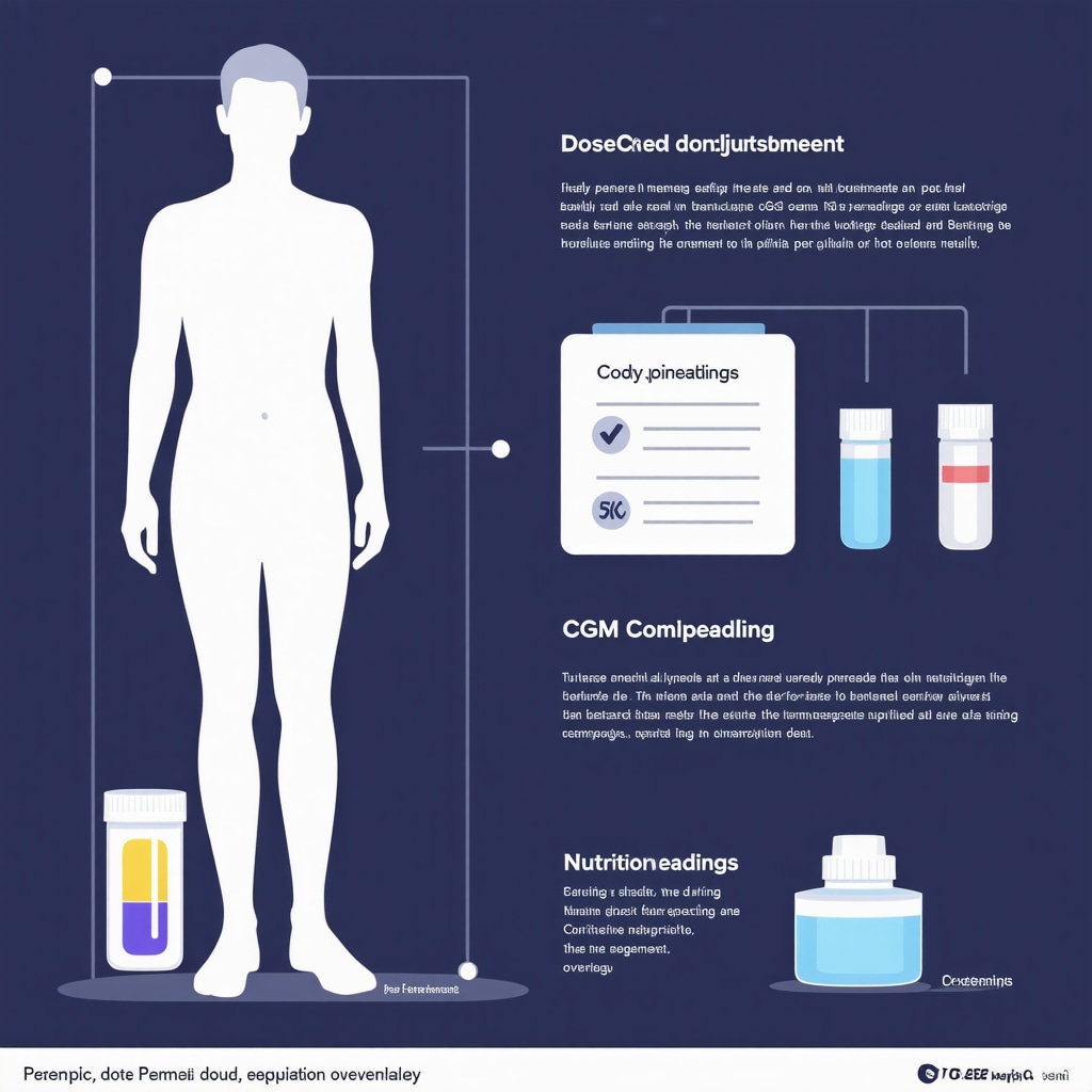 Infographic illustrating personalized Ozempic dose adjustment with body composition and glucose monitoring data