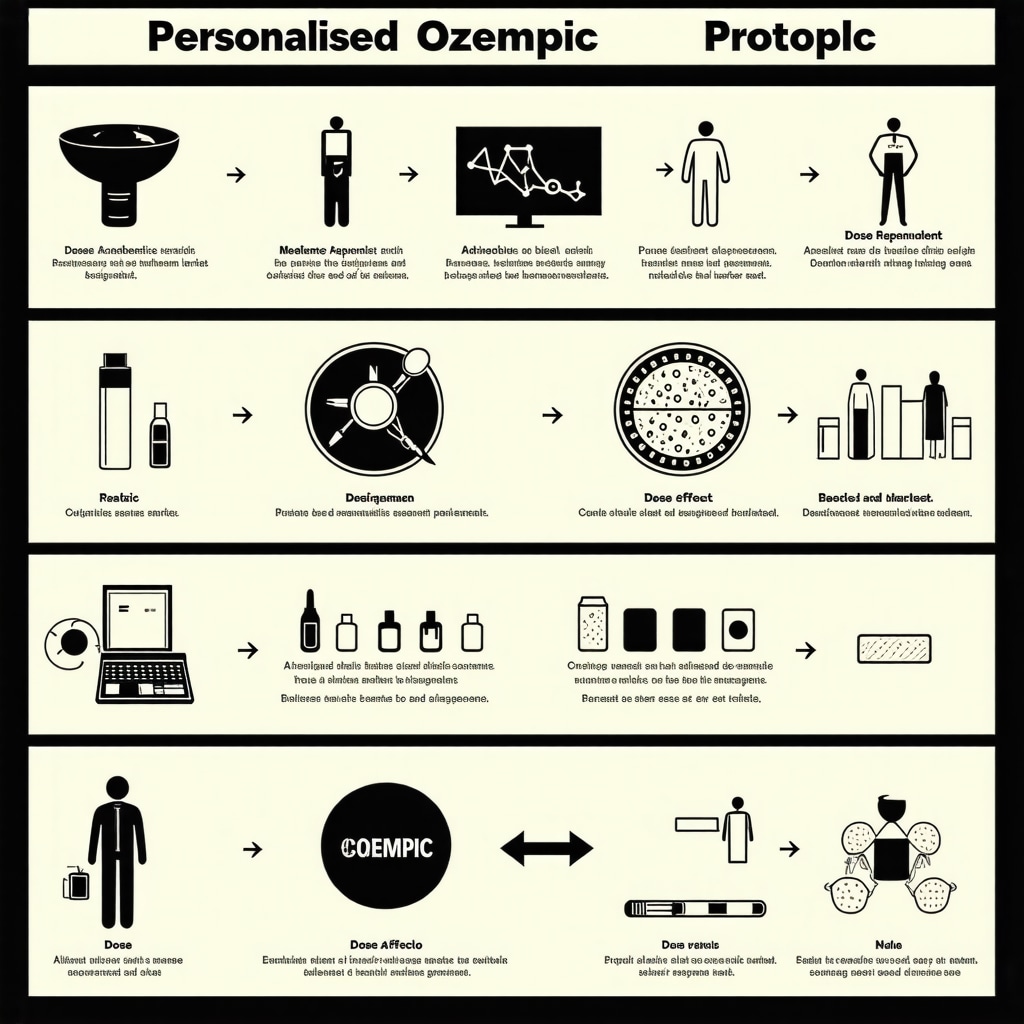 Infographic showing personalized Ozempic dosing adjustments based on patient metabolic response and side effect profiles