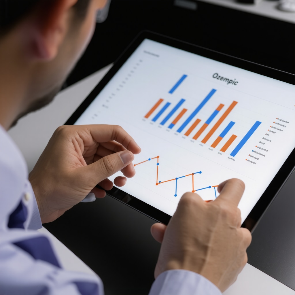 Doctor adjusting Ozempic dosage with digital tools showing patient progress charts