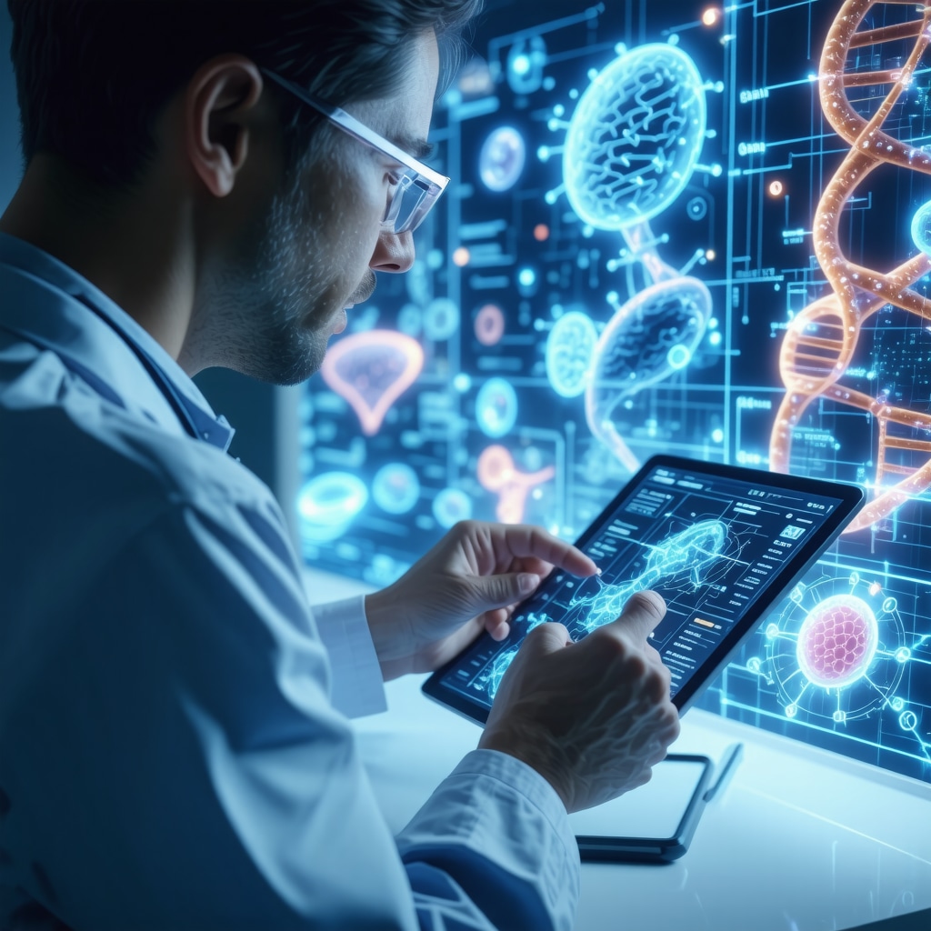 Physician reviewing genomic and metabolic data on a digital tablet to tailor Ozempic weight loss therapy for a patient
