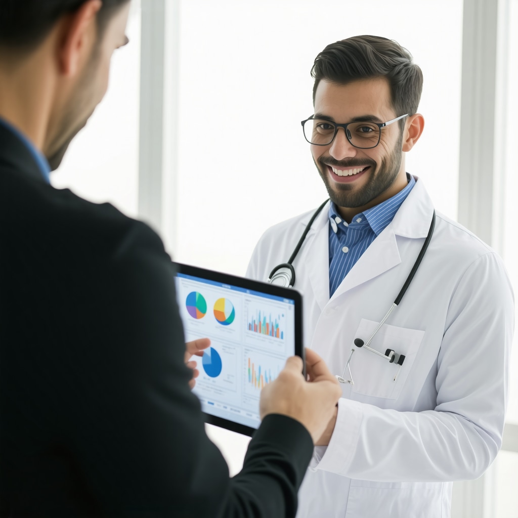 Physician and patient reviewing biomarker data for personalized Ozempic treatment in a clinical environment