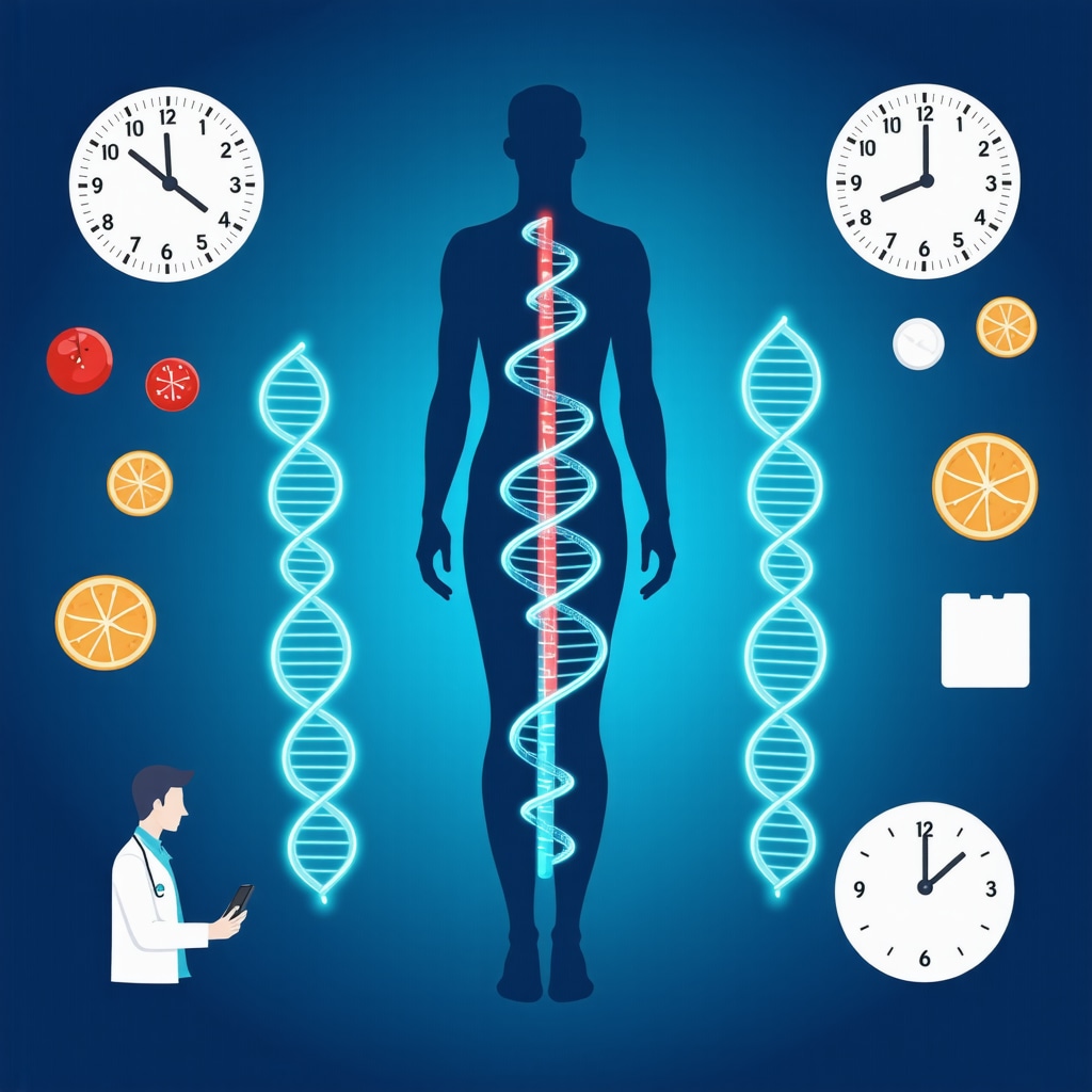 Illustration of personalized weight loss therapy integrating DNA, meal timing, and telehealth for Ozempic treatment