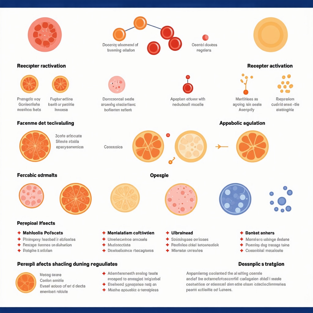 Infographic depicting Ozempic's receptor activation, metabolic effects, and tailored dosing protocols