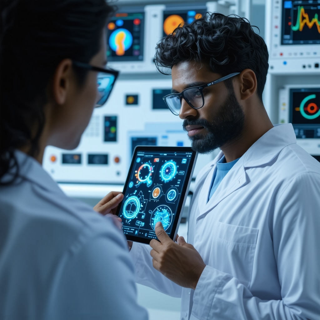Physician reviewing genetic and wearable biometric data for personalized Ozempic side effect management