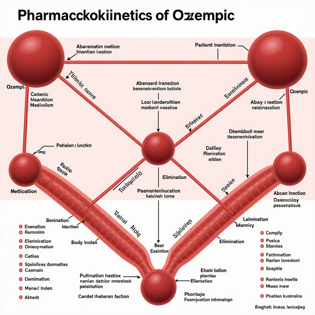Infographic depicting Ozempic pharmacokinetics and factors influencing dosage optimization.